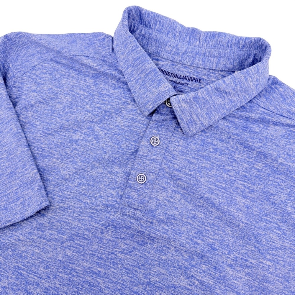 Johnston & Murphy Polo Mens XL Blue Heather Performance Short Sleeve Activewear